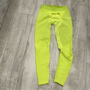 MENS NIKE PRO Size Medium Hypercompression pants leggings neon yellow